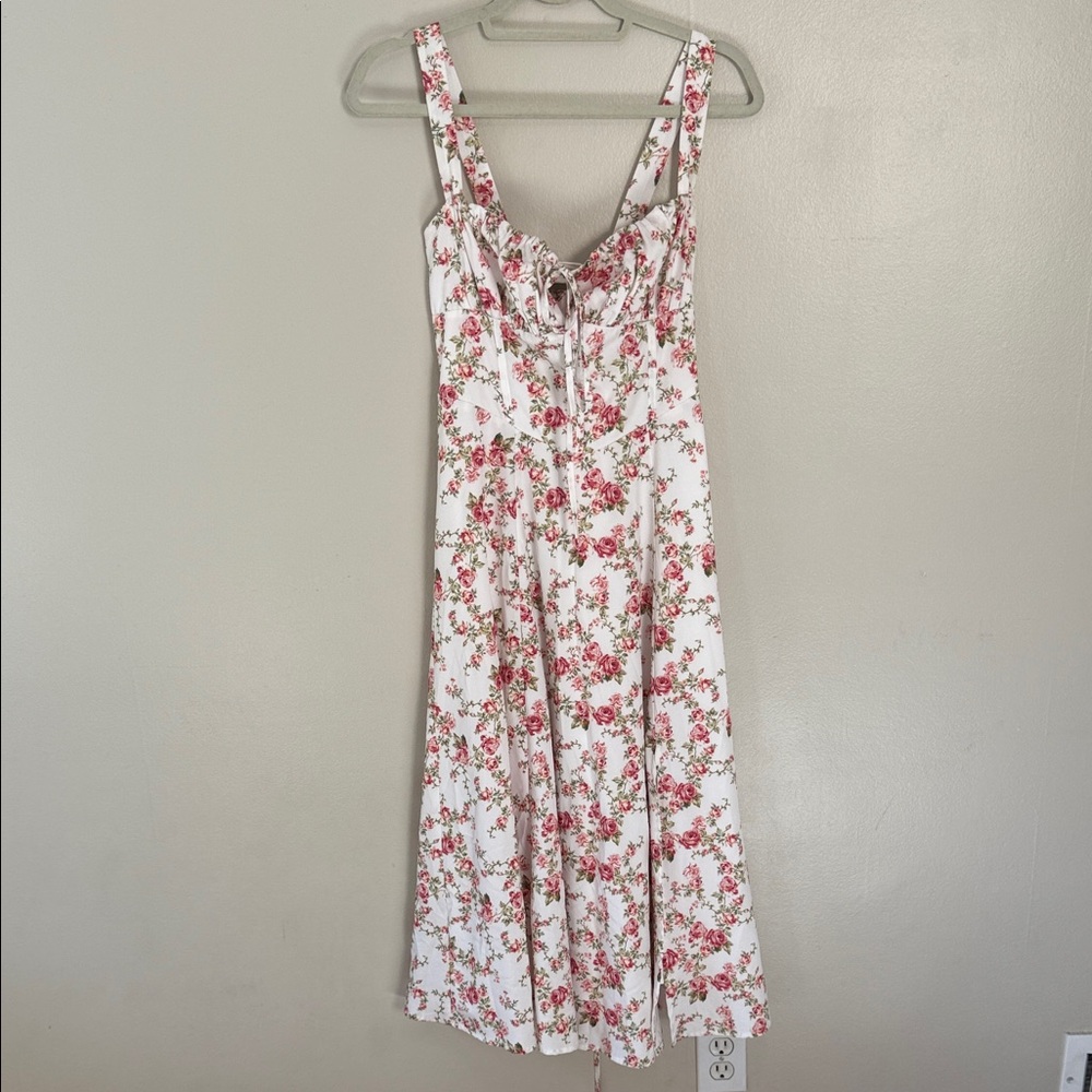Commense Floral Maxi Dress in White and Pink